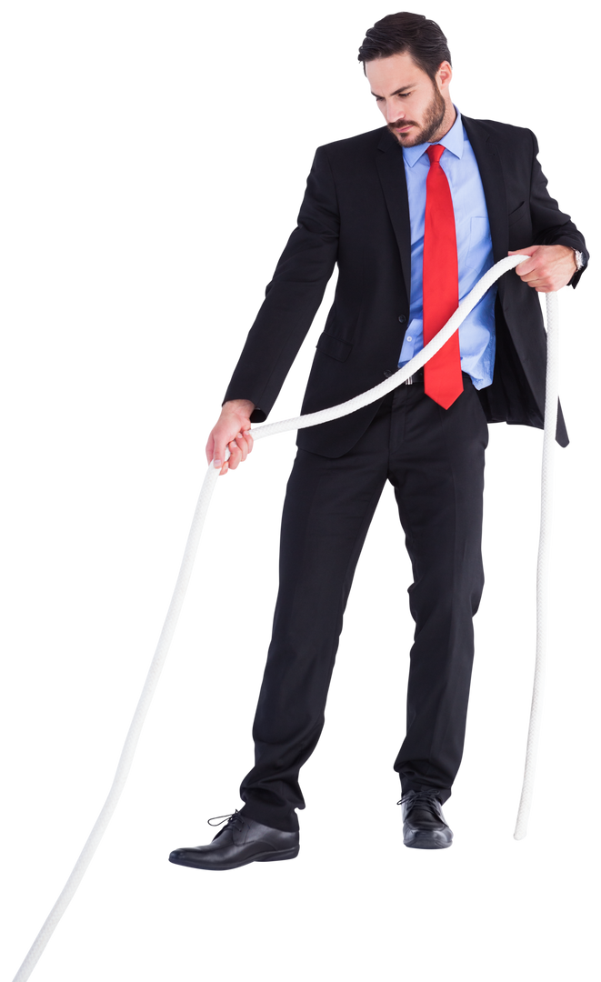 Transparent Businessman in Suit Pulling Rope with Effort - Download Free Stock Images Pikwizard.com