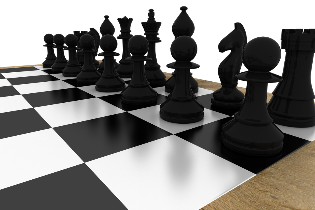 Close-up of Transparent Black Chess Pieces Organized on Board - Download Free Stock Images Pikwizard.com