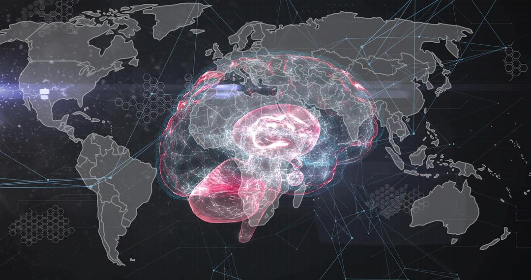 Holographic Brain over World Map Reflecting Global Connectivity