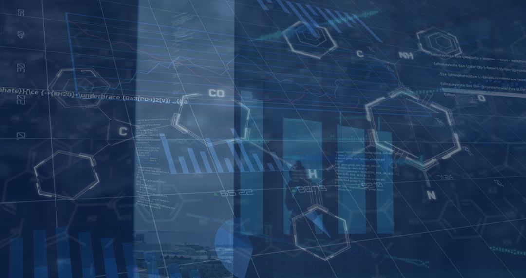 Chemistry Formulas Overlay Financial Data Digital Interface