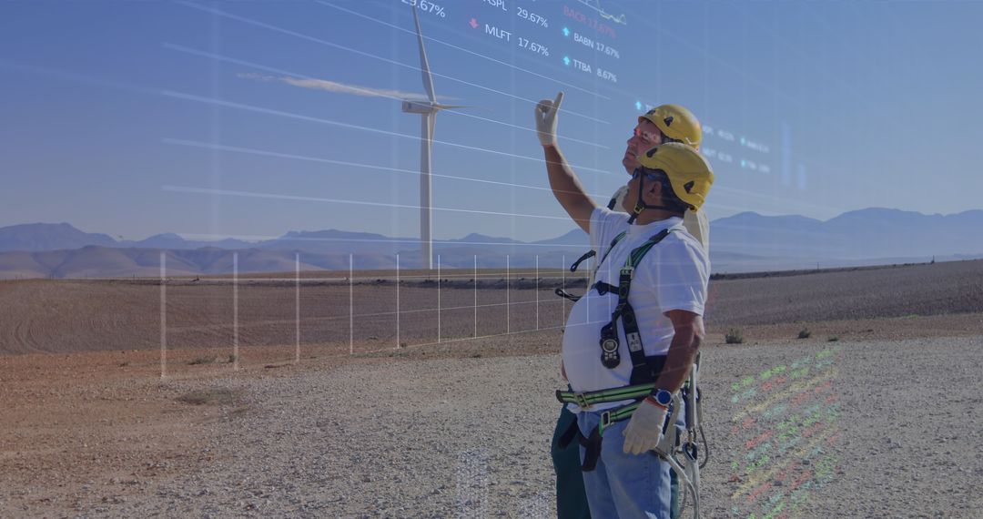 Engineers Analyze Data on Wind Energy with Futuristic Display