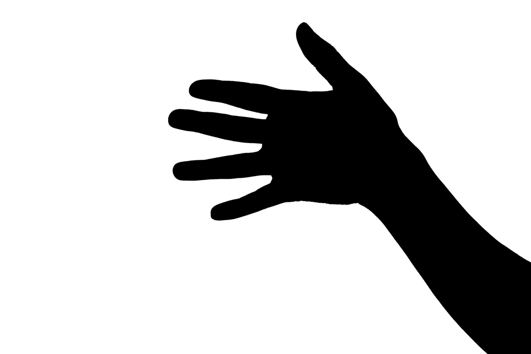 Silhouette of Hand Waving on Transparent Background