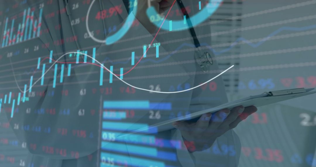 Doctor Analyzing Financial Charts for Healthcare Data Integration