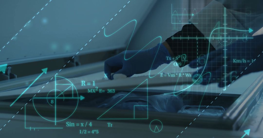 Female Scientist Analyzing Data Overlay in Laboratory
