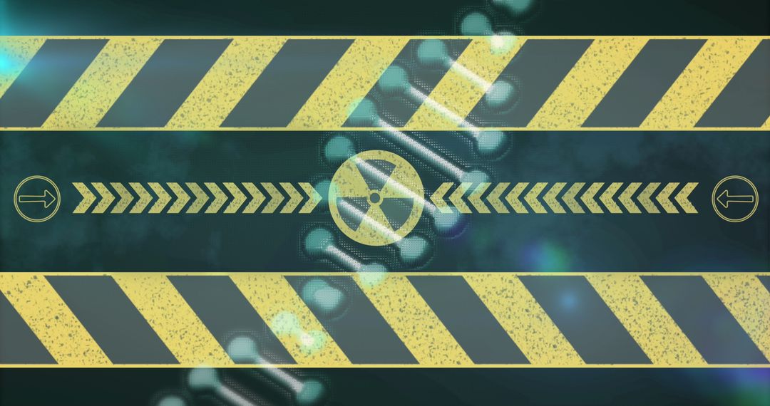 DNA Strand Superimposed on Radioactive Symbol
