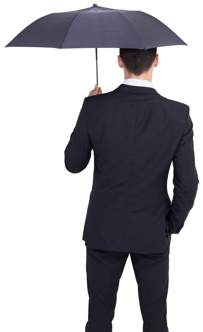 Rear View of Businessman Holding Transparent Umbrella - Download Free Stock Images Pikwizard.com