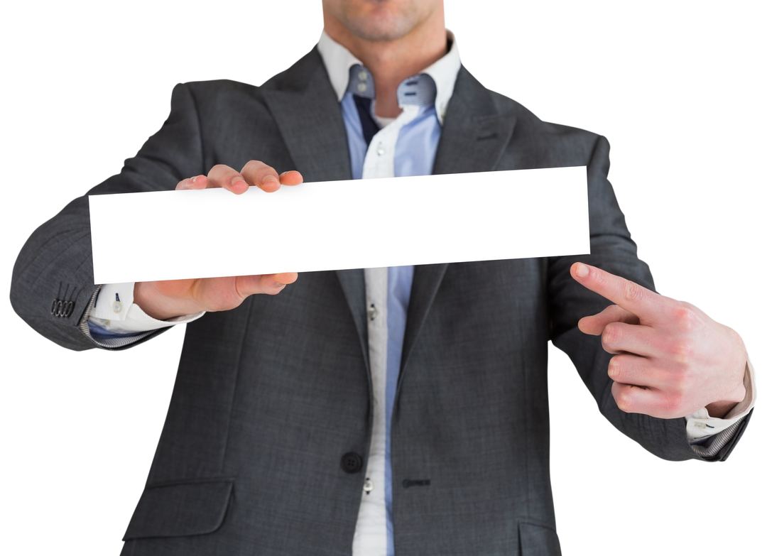 Businessman in Grey Suit Showing Blank Transparent Card Mockup - Download Free Stock Images Pikwizard.com