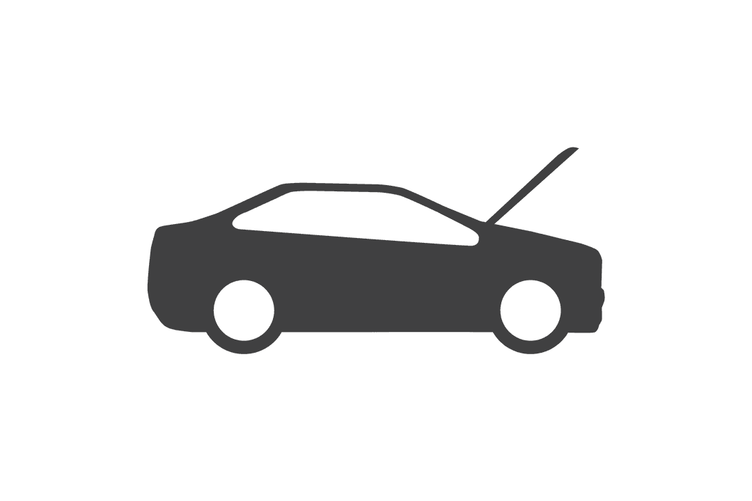 Gray Car Silhouette with Open Hood Transparent Background