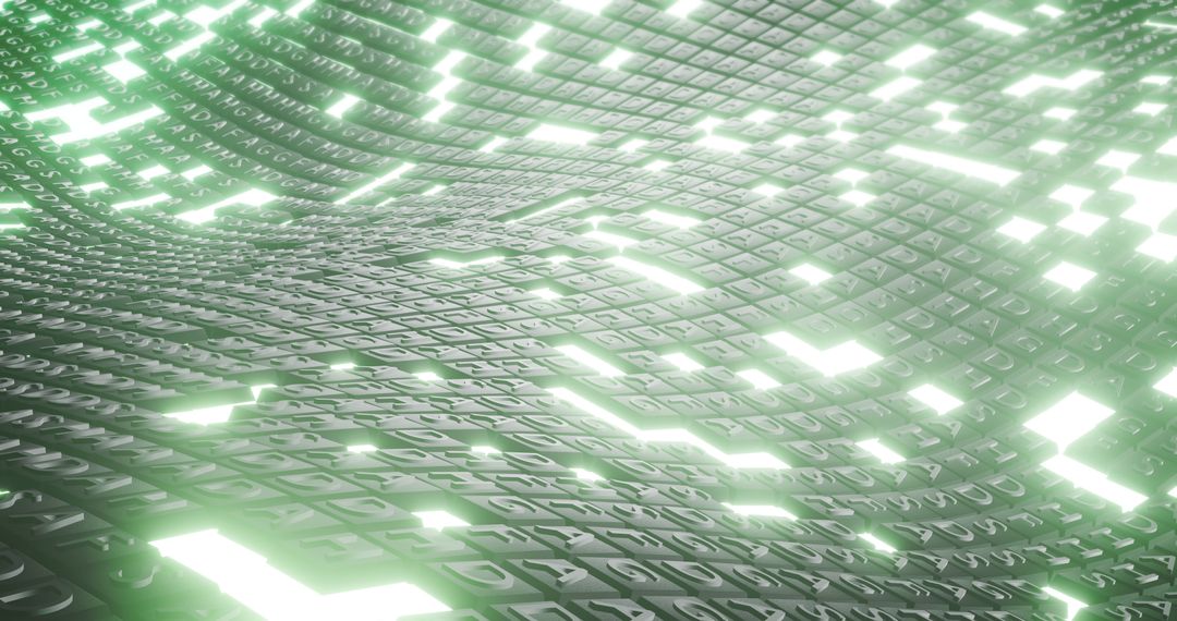 Futuristic Digital Mosaic with Illuminated Grid Tiles