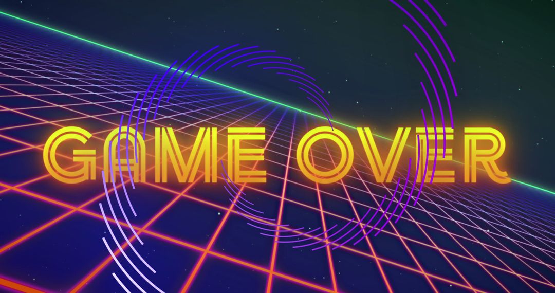 Retro Game Over Screen with Neon Geometric Design