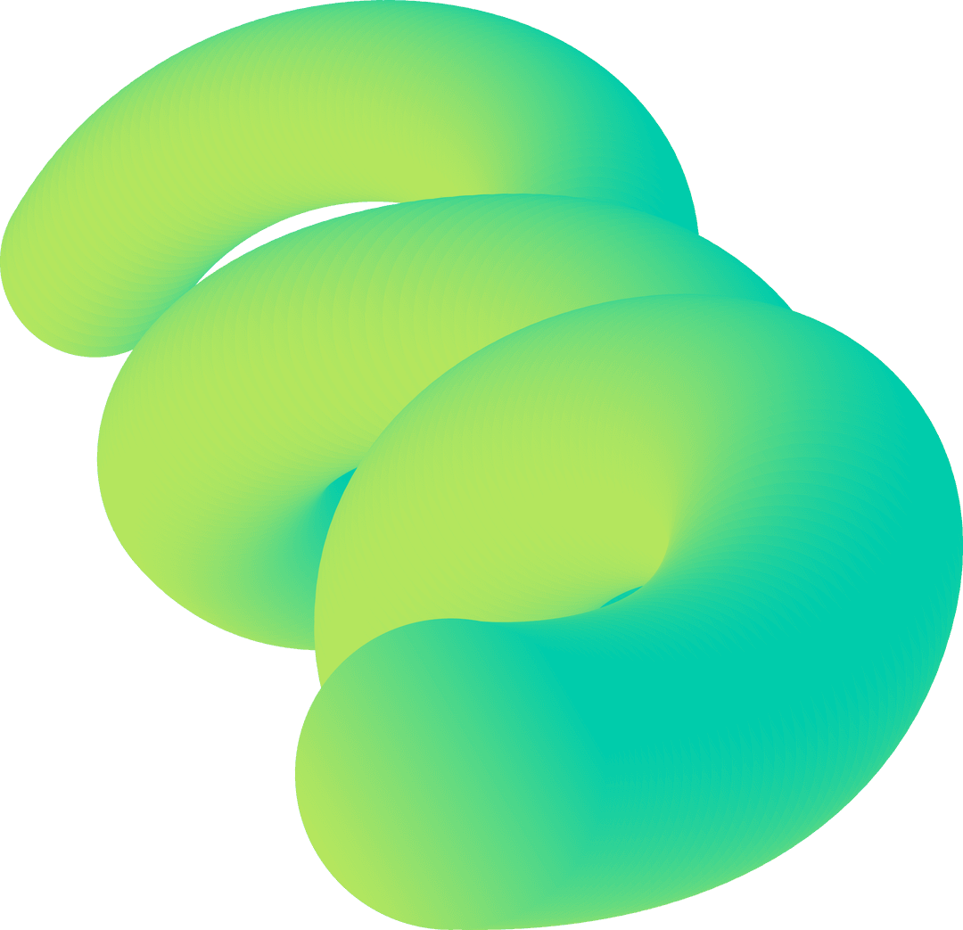 Interlocking 3D Tubes with Lime to Teal Gradient on Transparent Background