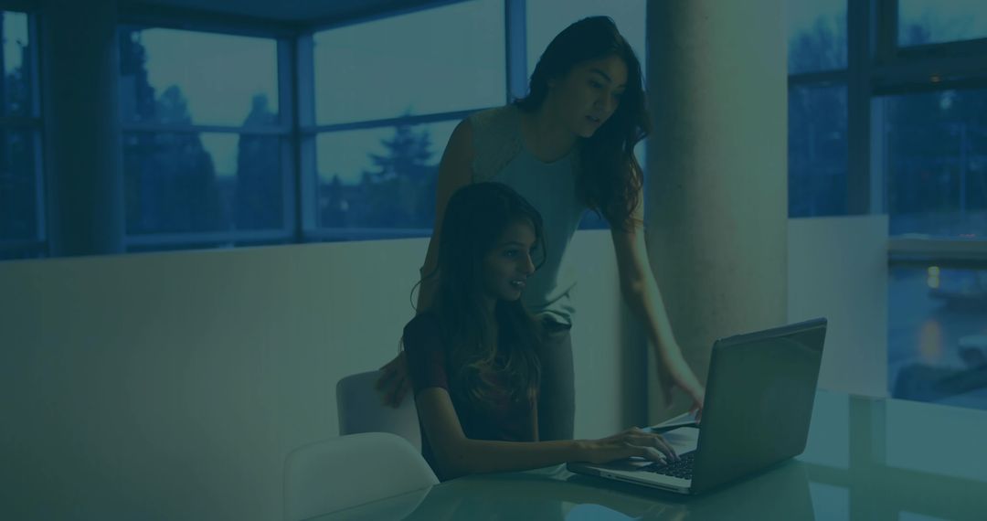 Collaborative Coworkers at Modern Office Desk with Glass Table