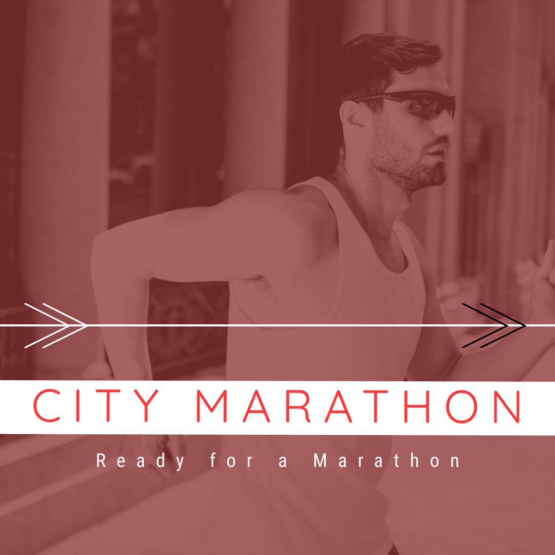 Caucasian Man Training for City Marathon