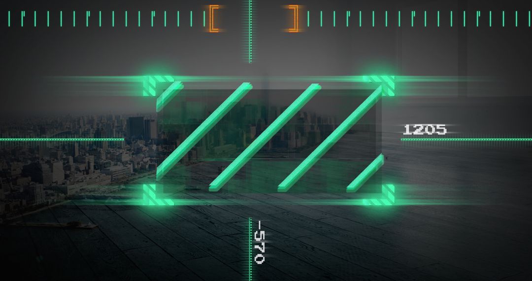 Futuristic HUD Interface Scanning Waterfront Cityscape