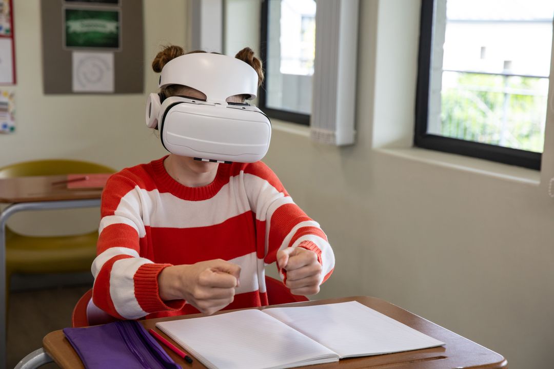 Student Engaging in Virtual Reality Educational Experience