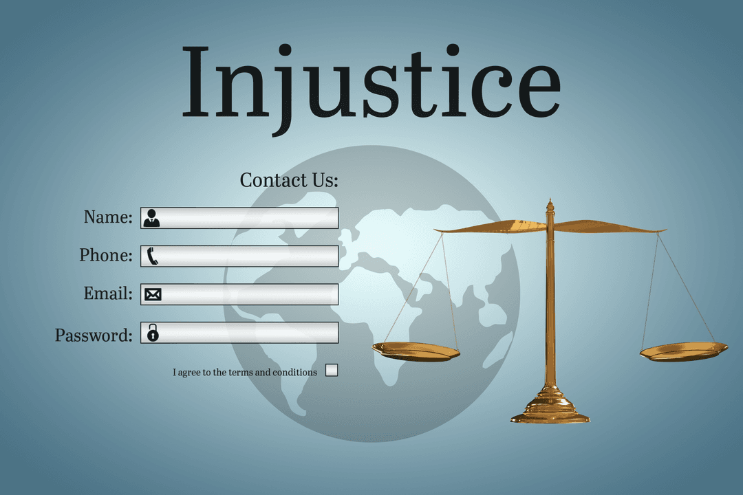 Transparent Graphic Contact Form with Injustice Theme