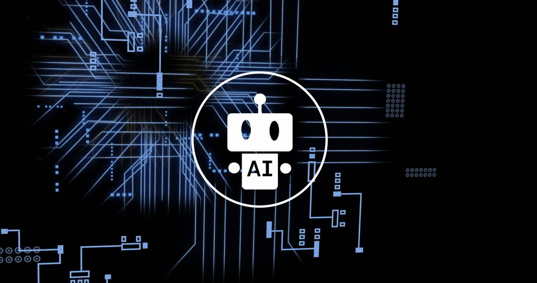 AI Chatbot and Circuit Board Digital Interface Concept