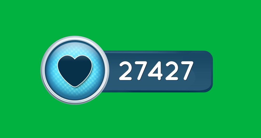 Heart Icon Displaying Increasing Number on Green Background