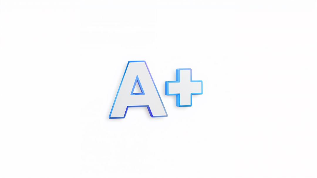 3D A+ Symbol with Minimalistic White and Blue Design