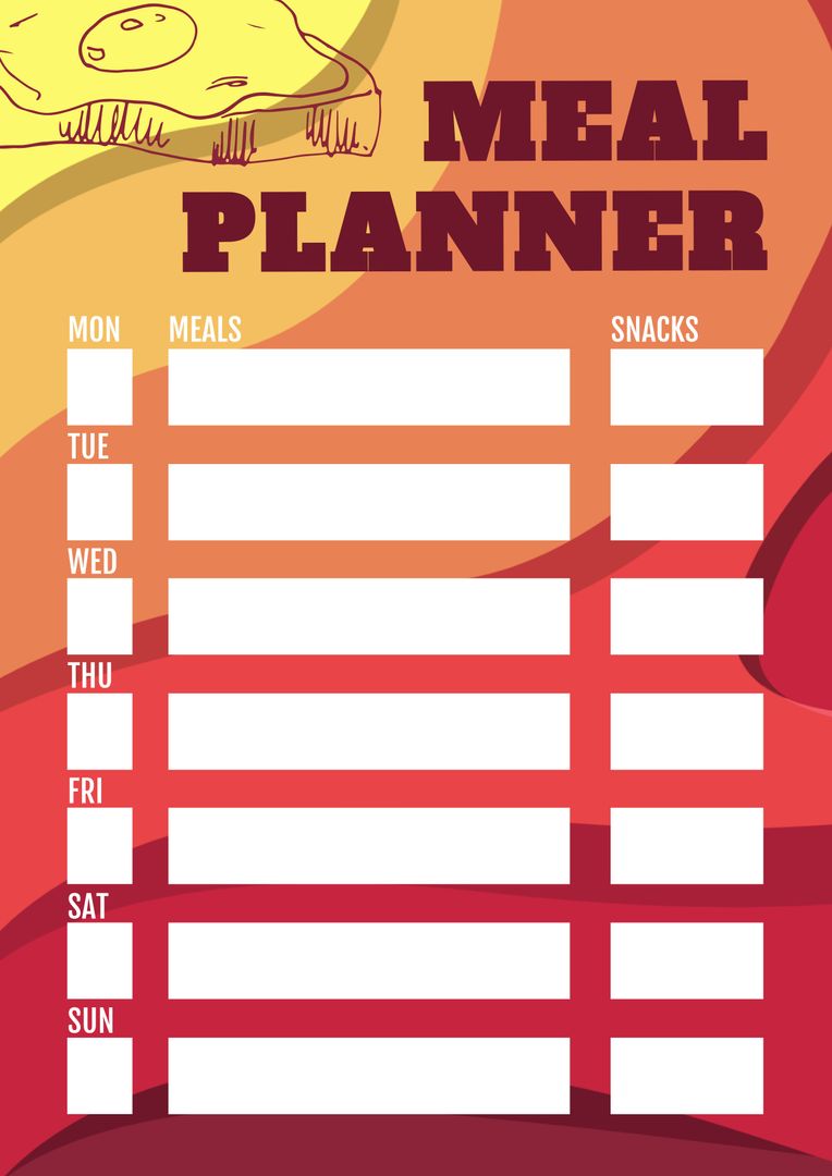 Weekly Meal Planner Design with Space for Meals and Snacks - Download Free Stock Templates Pikwizard.com