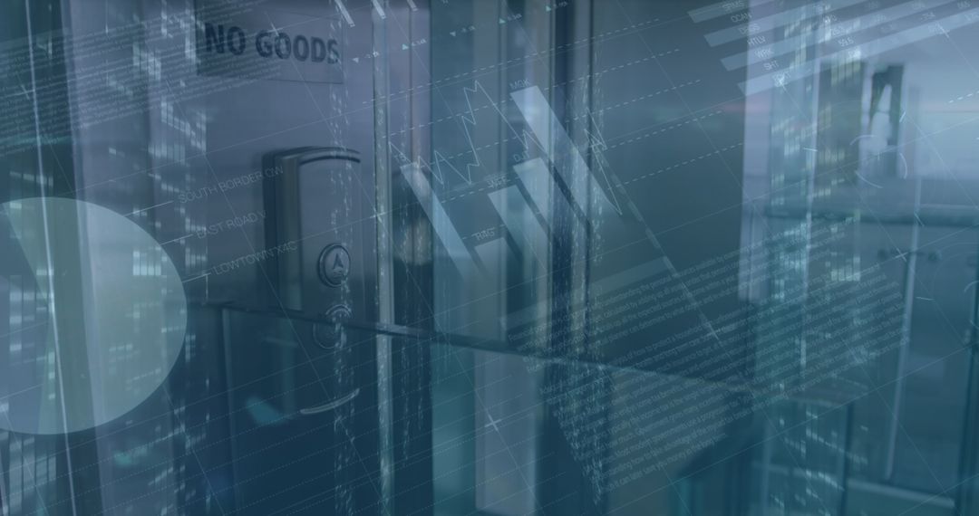 Digital Data Overlay on Office Elevator Interior