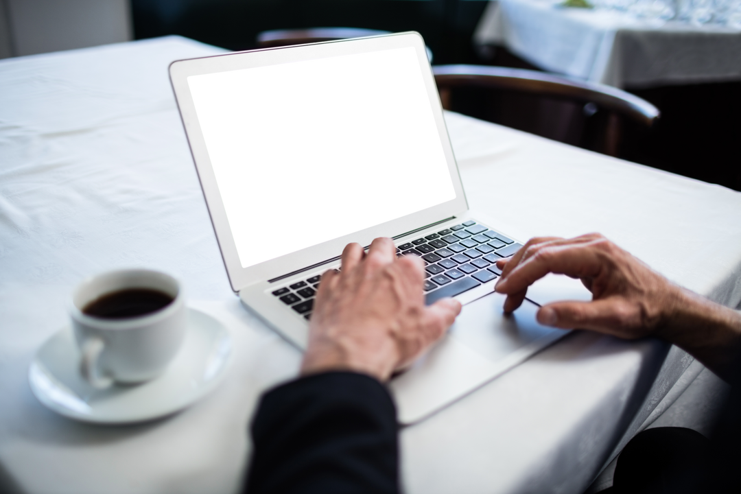 Transparent Laptop Workspace with Coffee in Background - Download Free Stock Images Pikwizard.com