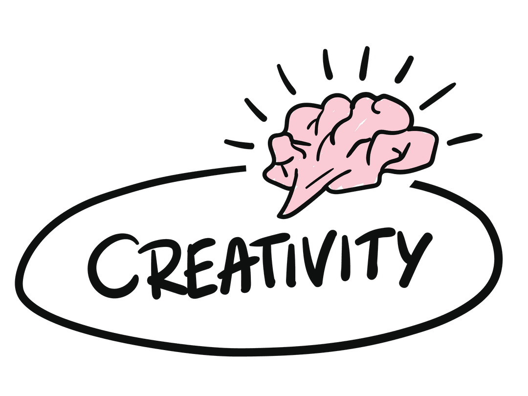 Transparent Brain Illustration with Creativity Text Design