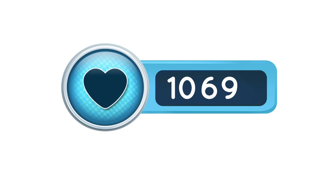 Social Media Likes Counter Showing 1069 on Blue Interface