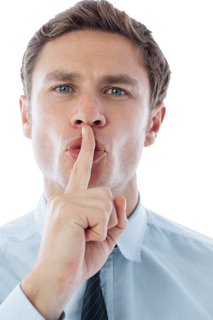 Businessman Gesturing Silence Transparent Background