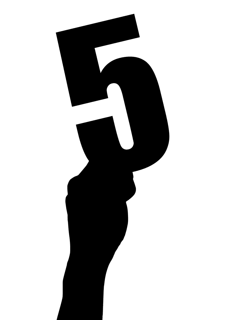 Transparent Digital Illustration of Hand with Number Five Gesture