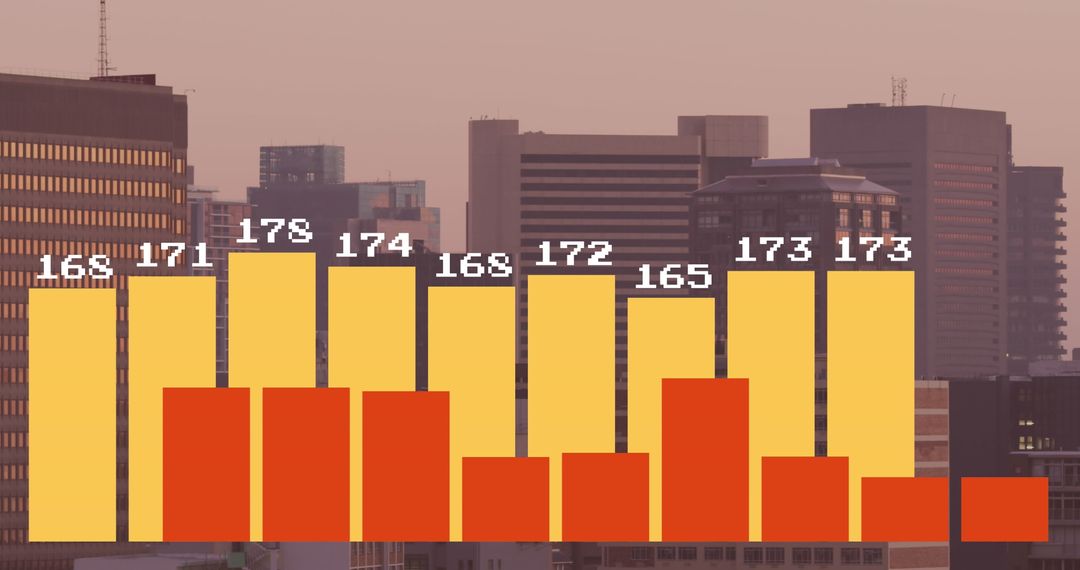 Financial Data Analysis Overlay on Urban Skyline