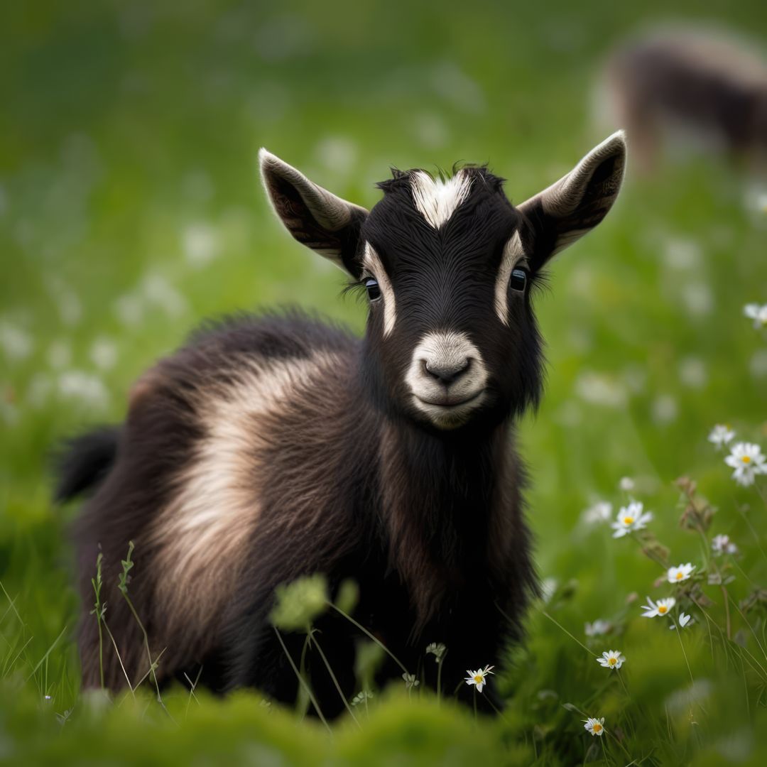 Close up of cute pygmy goat in field, created using generative ai technology - Free Images, Stock Photos and Pictures on Pikwizard.com
