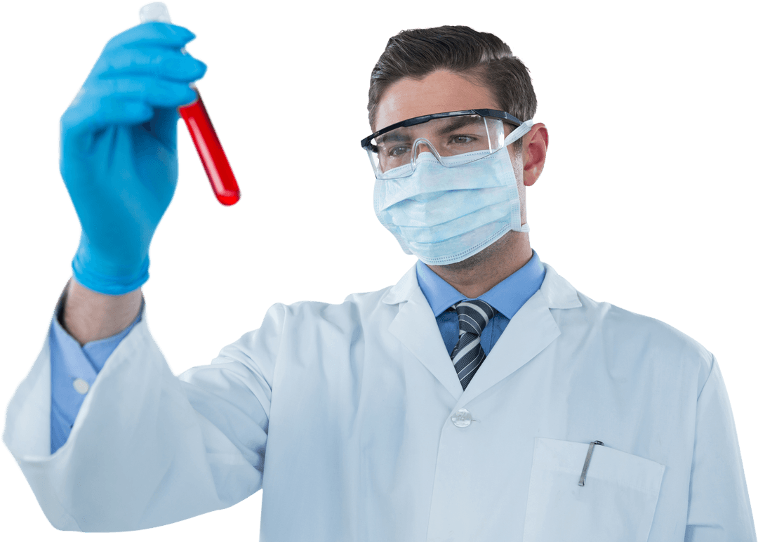Scientist Observing Blood Sample in Transparent Test Tube