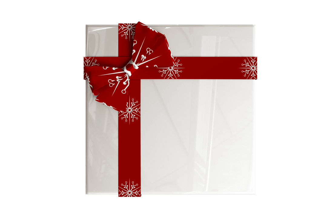 Transparent Gift Box with Red Bow and Snowflake Pattern - Download Free Stock Images Pikwizard.com