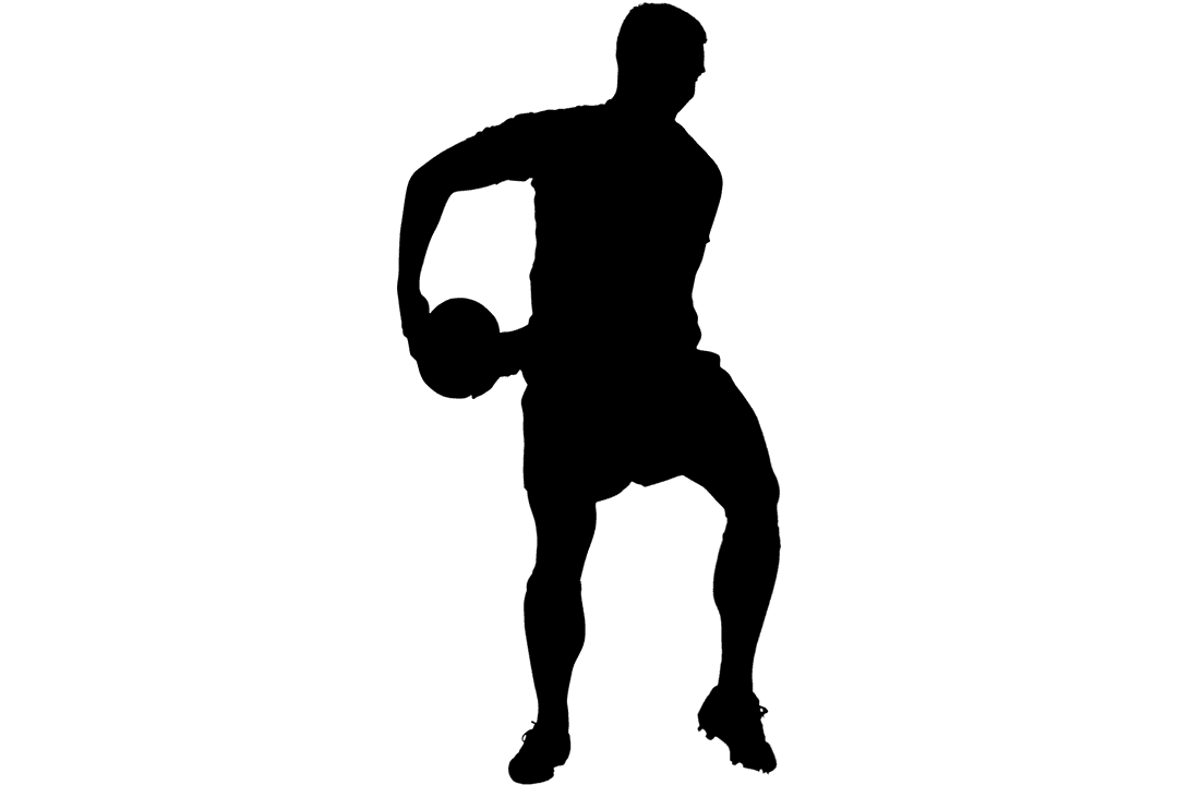 Silhouette of Football Player Running on Transparent Background