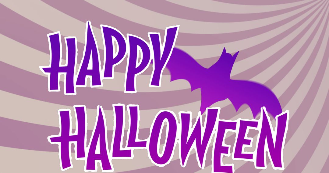 Vibrant Halloween Greeting With Bat and Curved Background