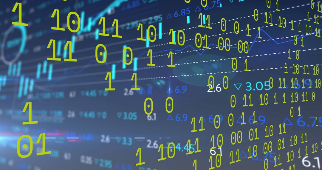 Digital Interface and Data Processing on Blue Background