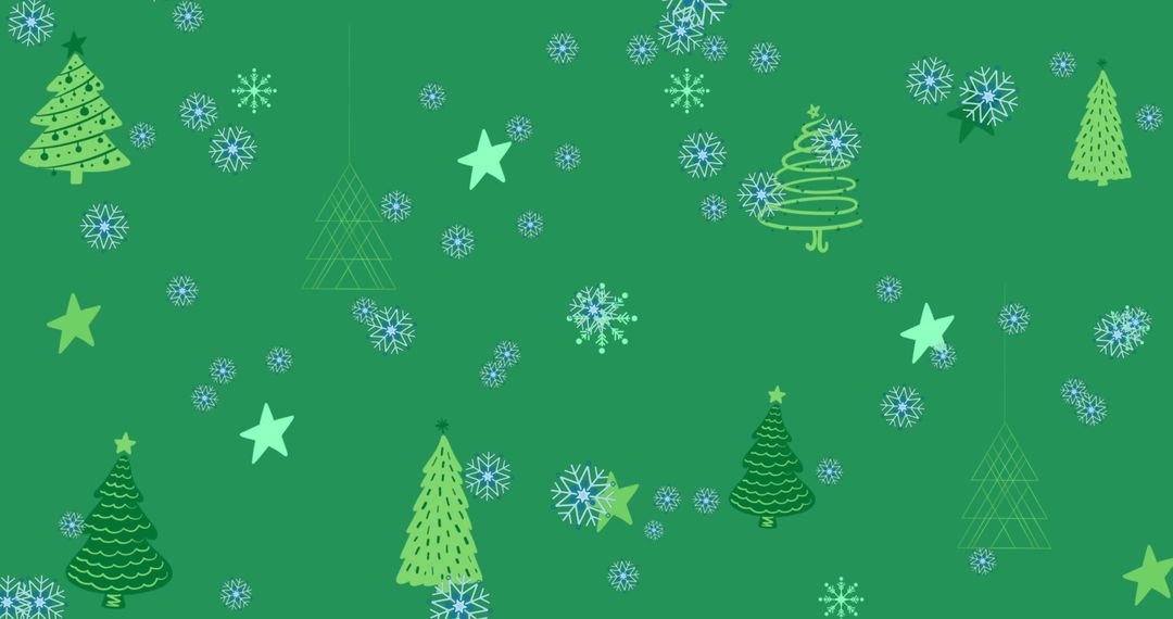 Festive Christmas Pattern with Trees, Stars, and Snowflakes