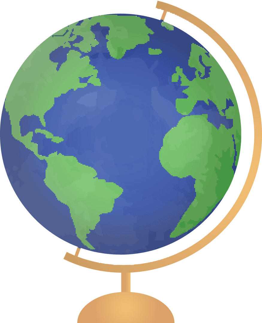Digital Illustration of Globe with Holder on Transparent Background