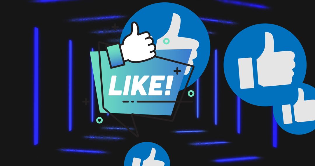 Digital Thumbs Up Icon in Neon Design
