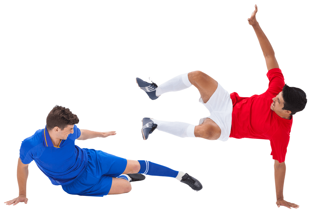 Dynamic Football Tackle Isolated with Transparent Background