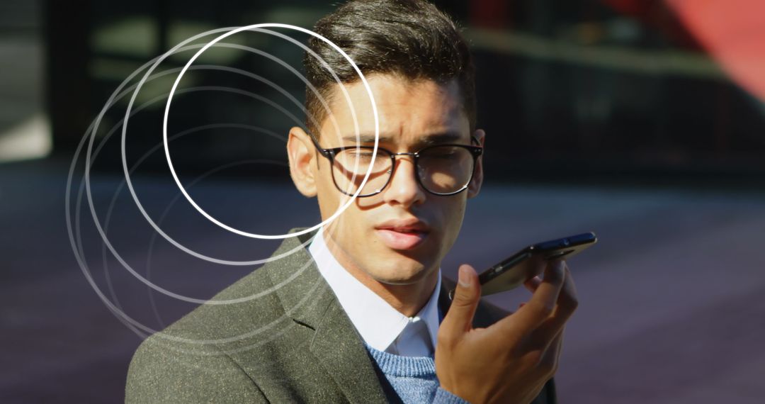 Businessman Engages in Voice Communication via Smartphone