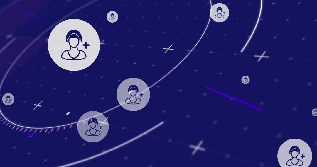 Conceptual Icons and Grid Interface Symbolizing Data Sharing
