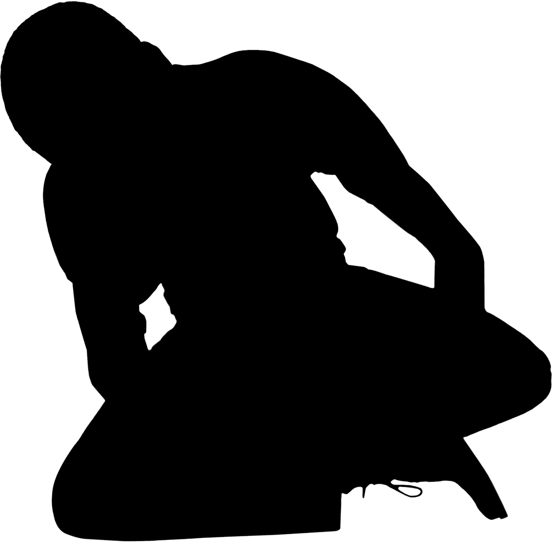 Silhouette of a Man Kneeling on Transparent Background