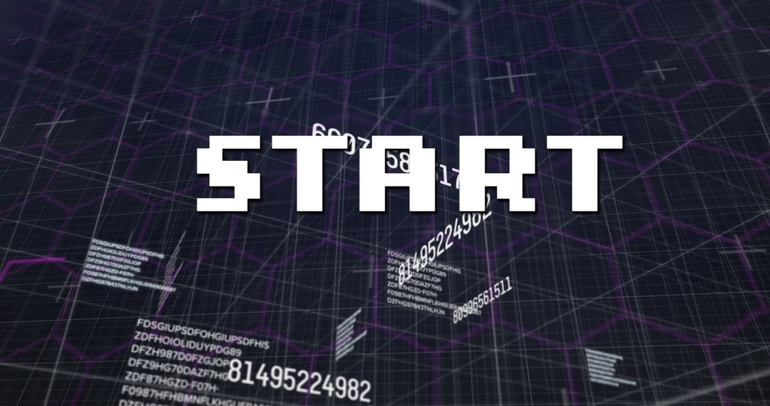 Futuristic data start screen with hexagonal grid