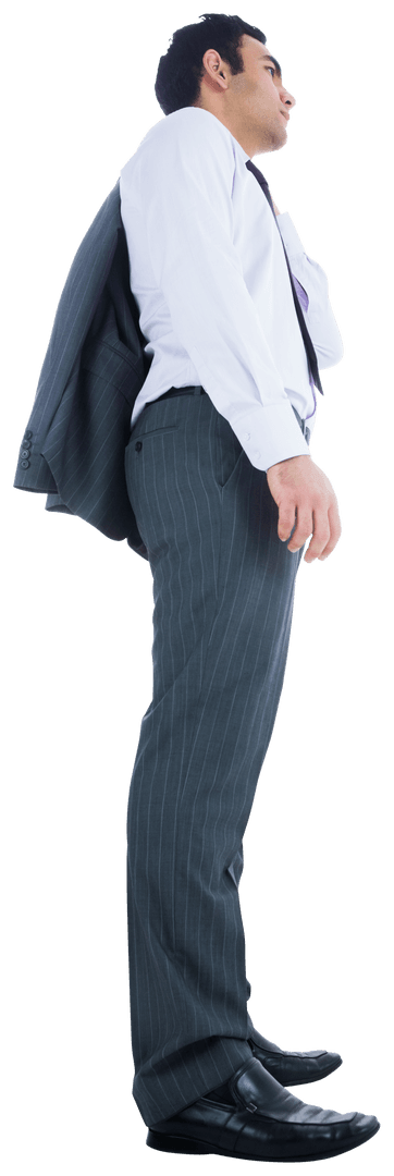 Serious Biracial Businessman Standing on Transparent Background