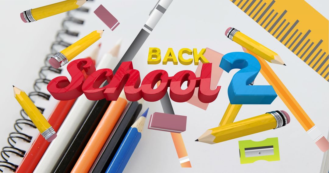 Back 2 School Concept with Animated Stationery and Notebook