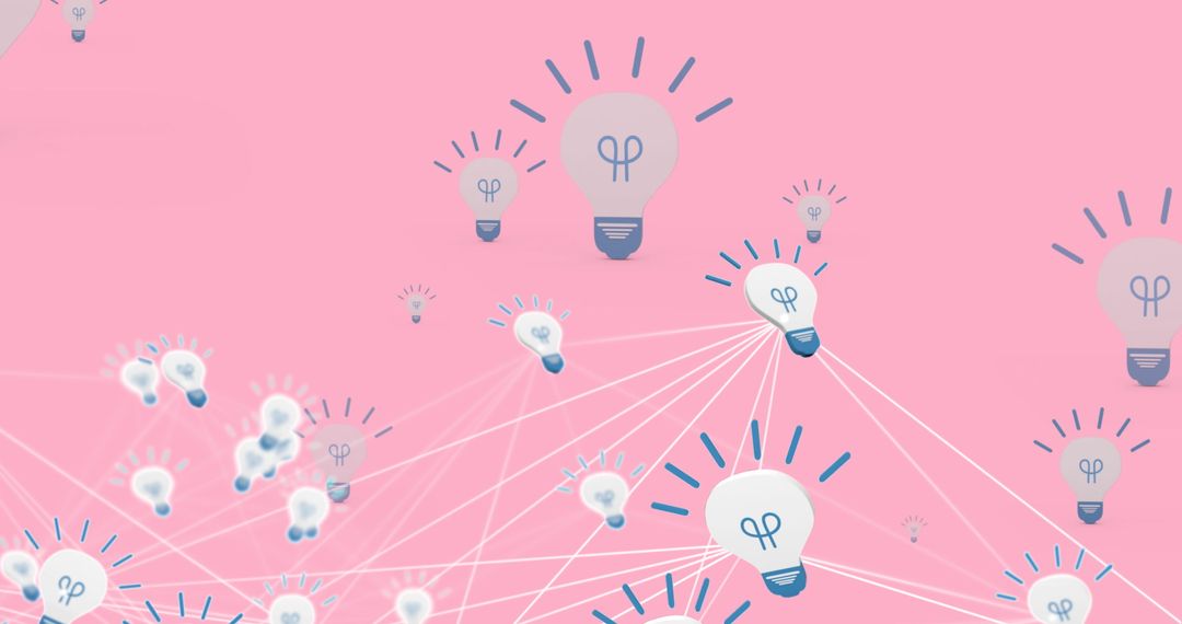 Creative Networking Concept with Light Bulbs on Pink Background