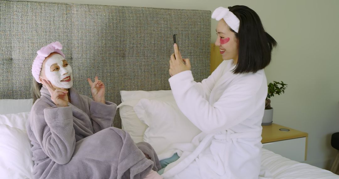 Mother and Daughter Taking Relaxation Seriously with Skincare Rituals