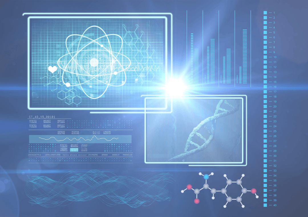 Transparent Science Data Presentation with DNA and Atom Graphics - Download Free Stock Images Pikwizard.com